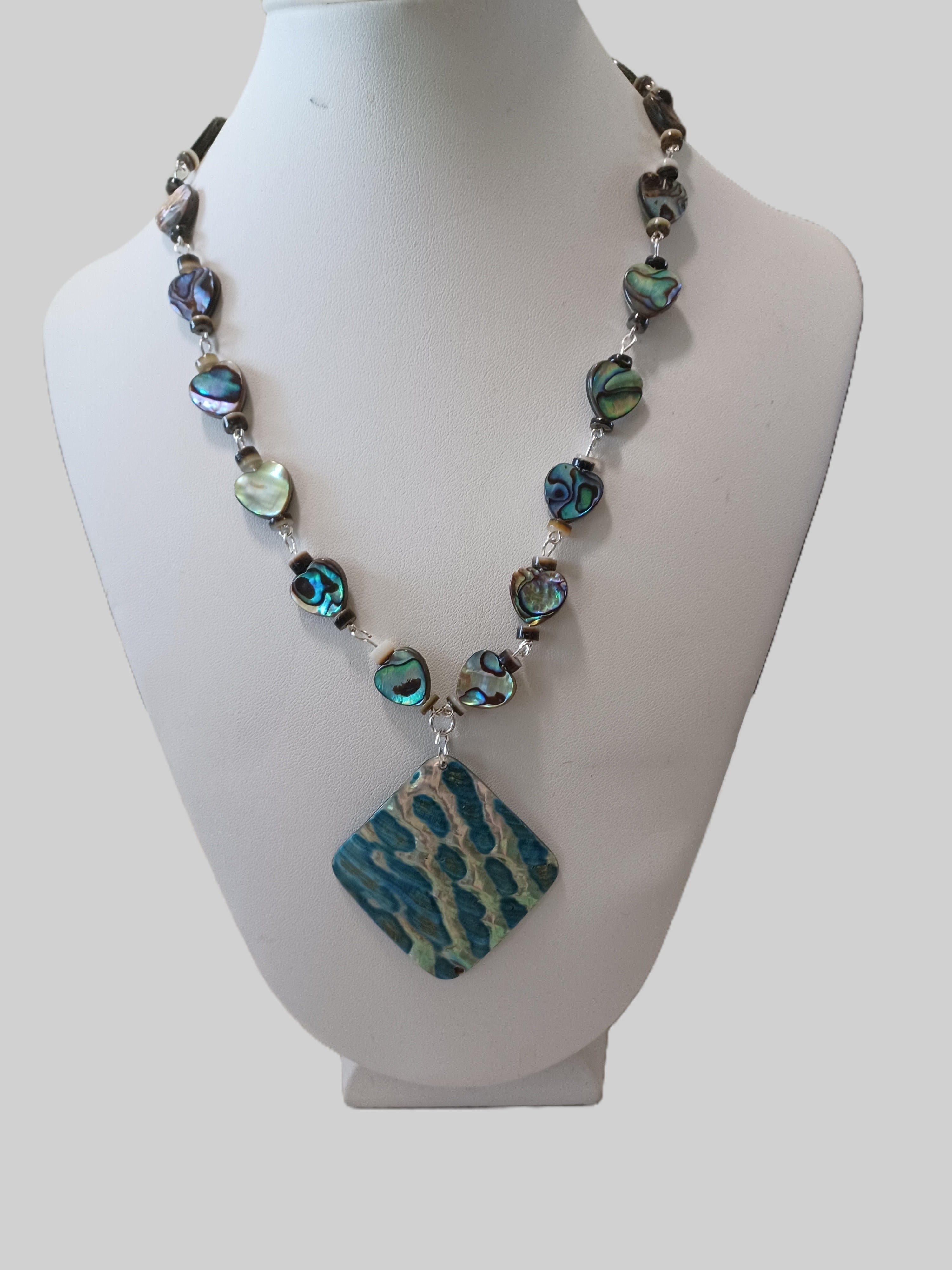 Shell Necklace - Heart Paua Shell - Choice of Focal Design