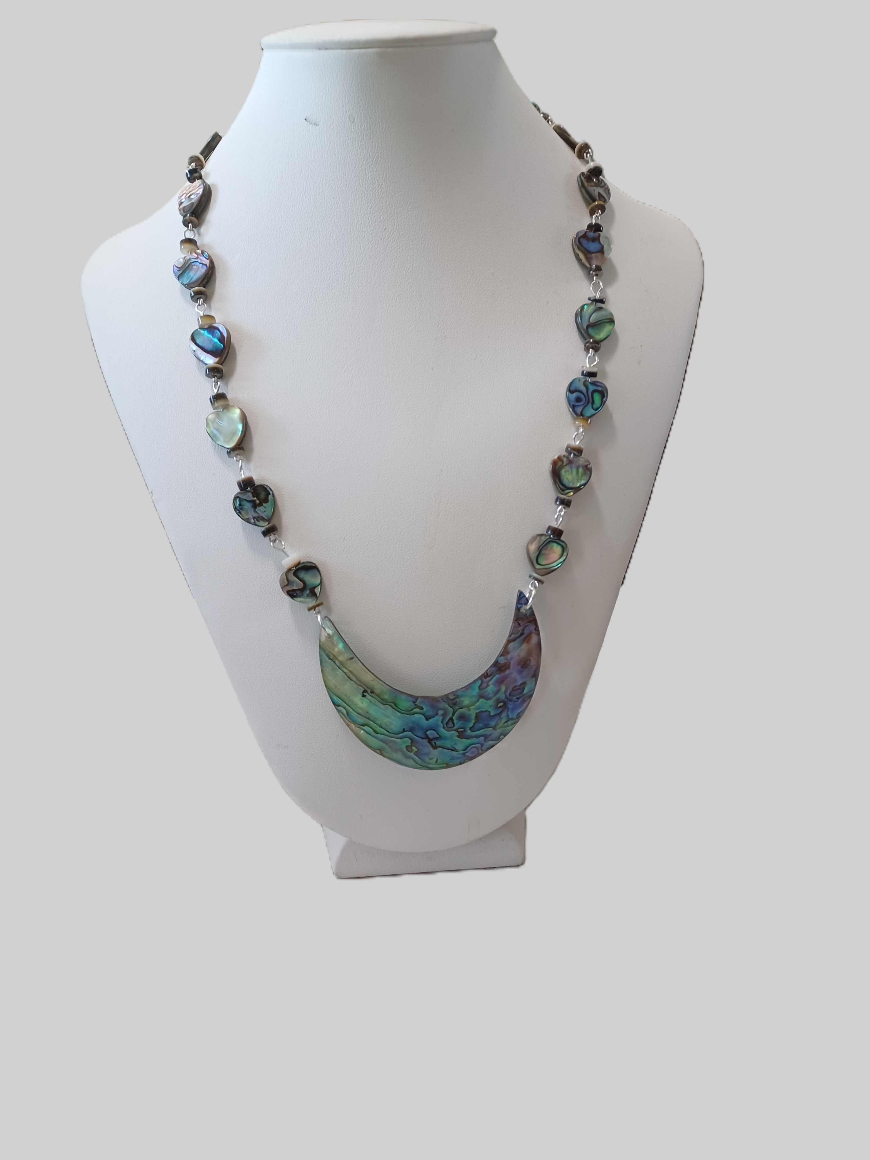 Shell Necklace - Heart Paua Shell - Choice of Focal Design