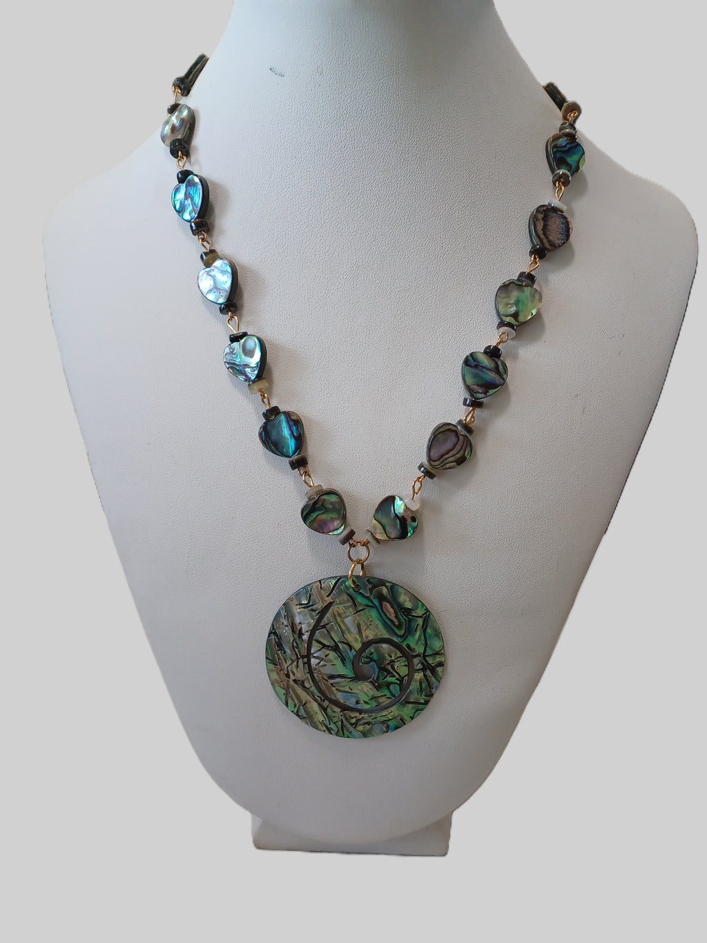 Shell Necklace - Heart Paua Shell - Choice of Focal Design