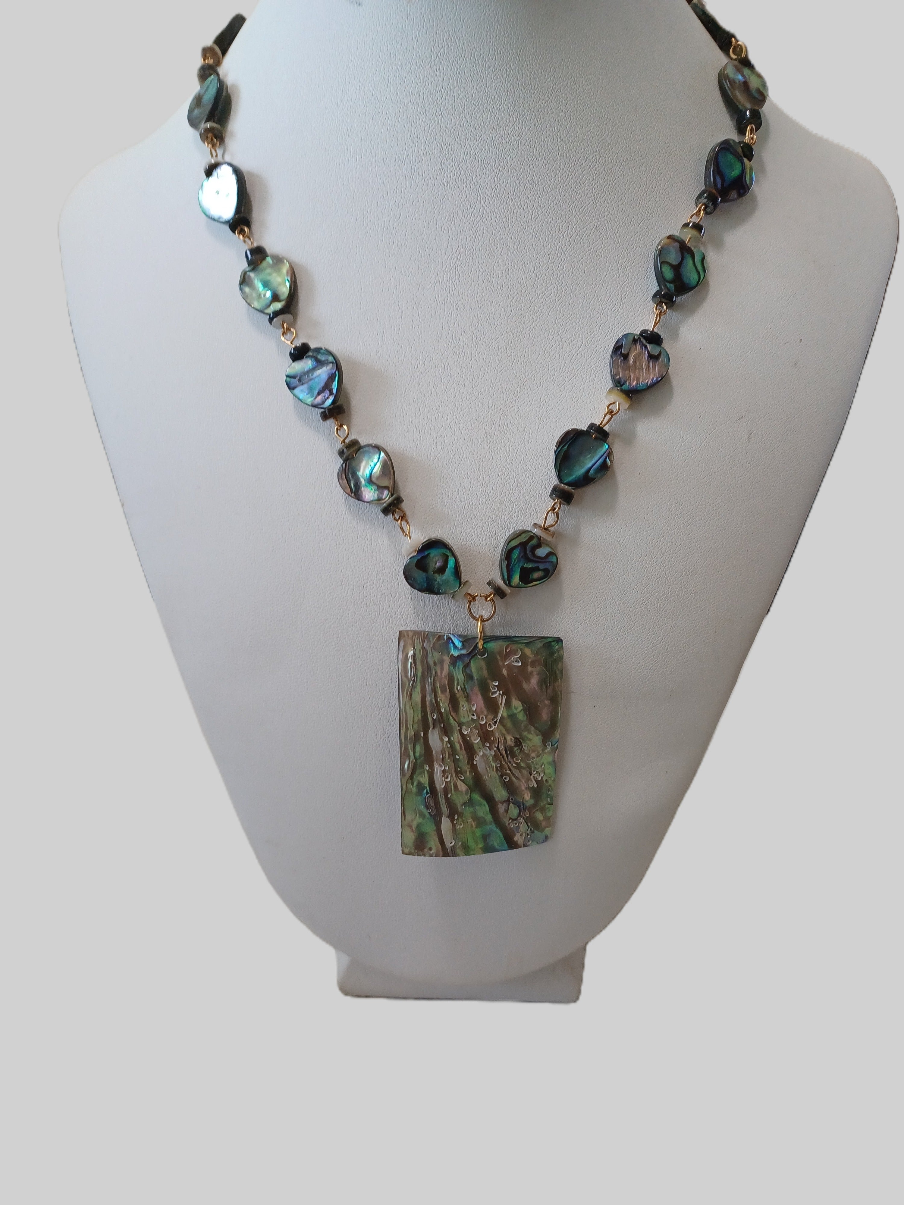 Shell Necklace - Heart Paua Shell - Choice of Focal Design