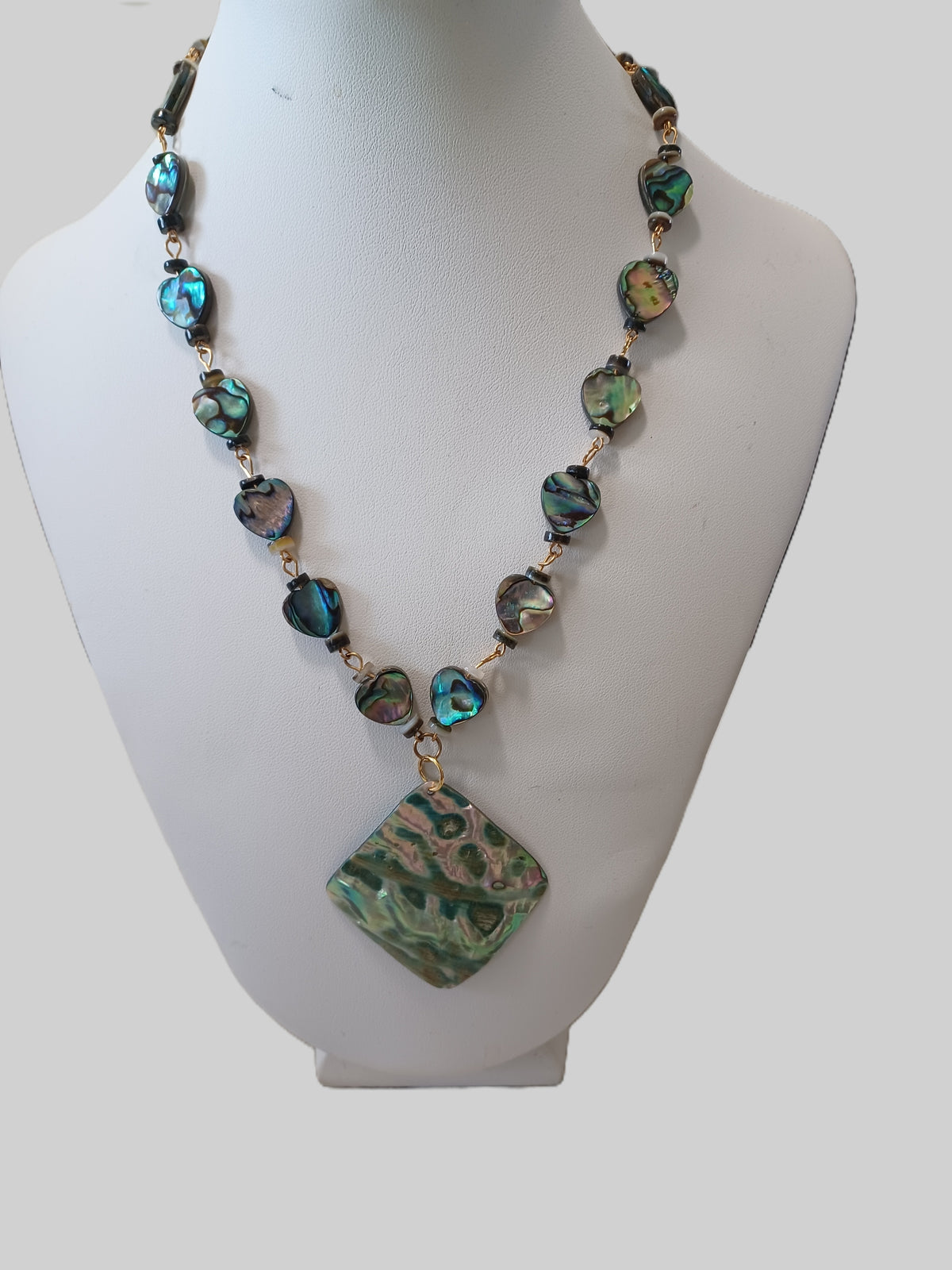 Shell Necklace - Heart Paua Shell - Choice of Focal Design