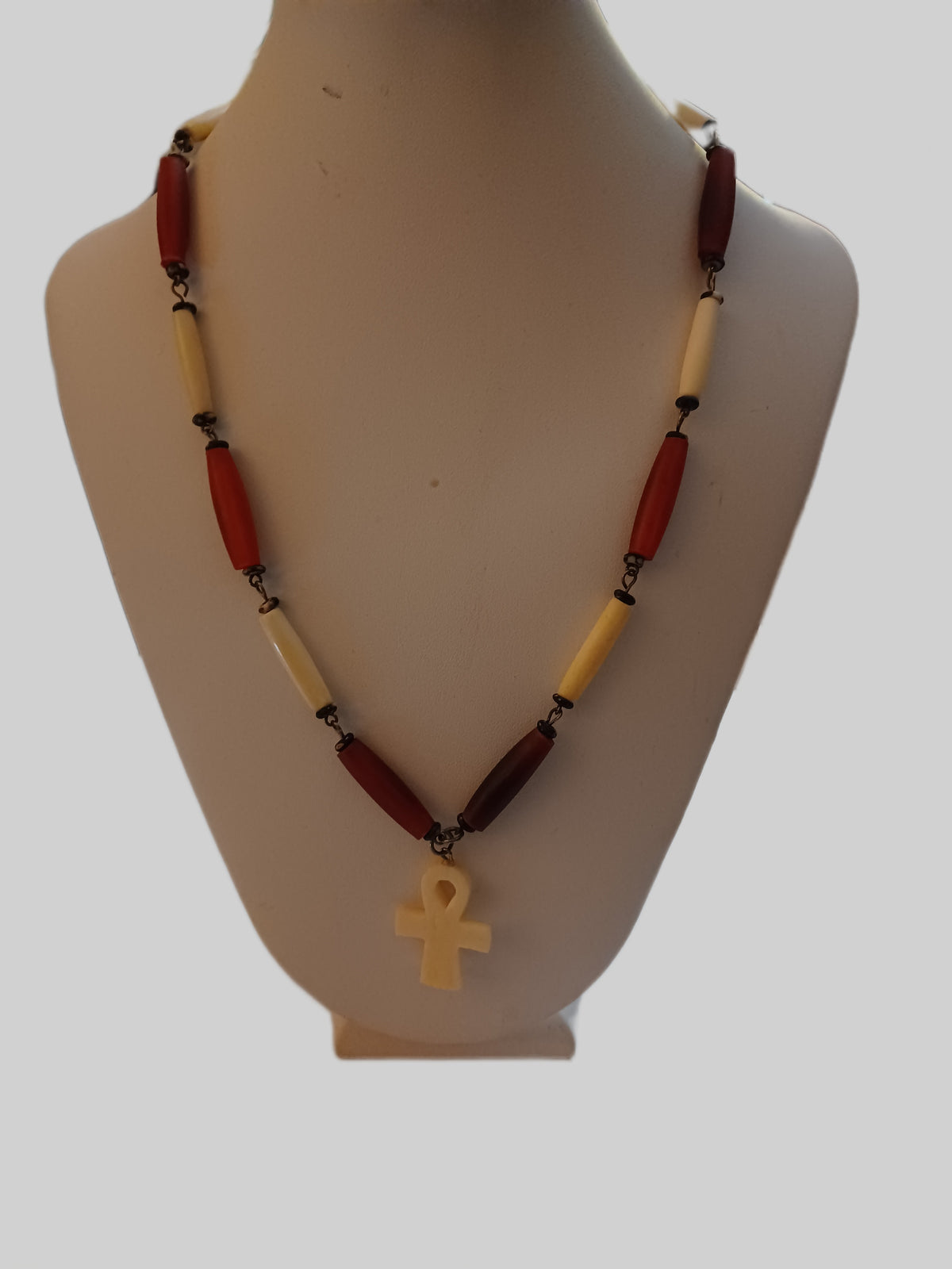 Bone and Horn Necklace - Ankh