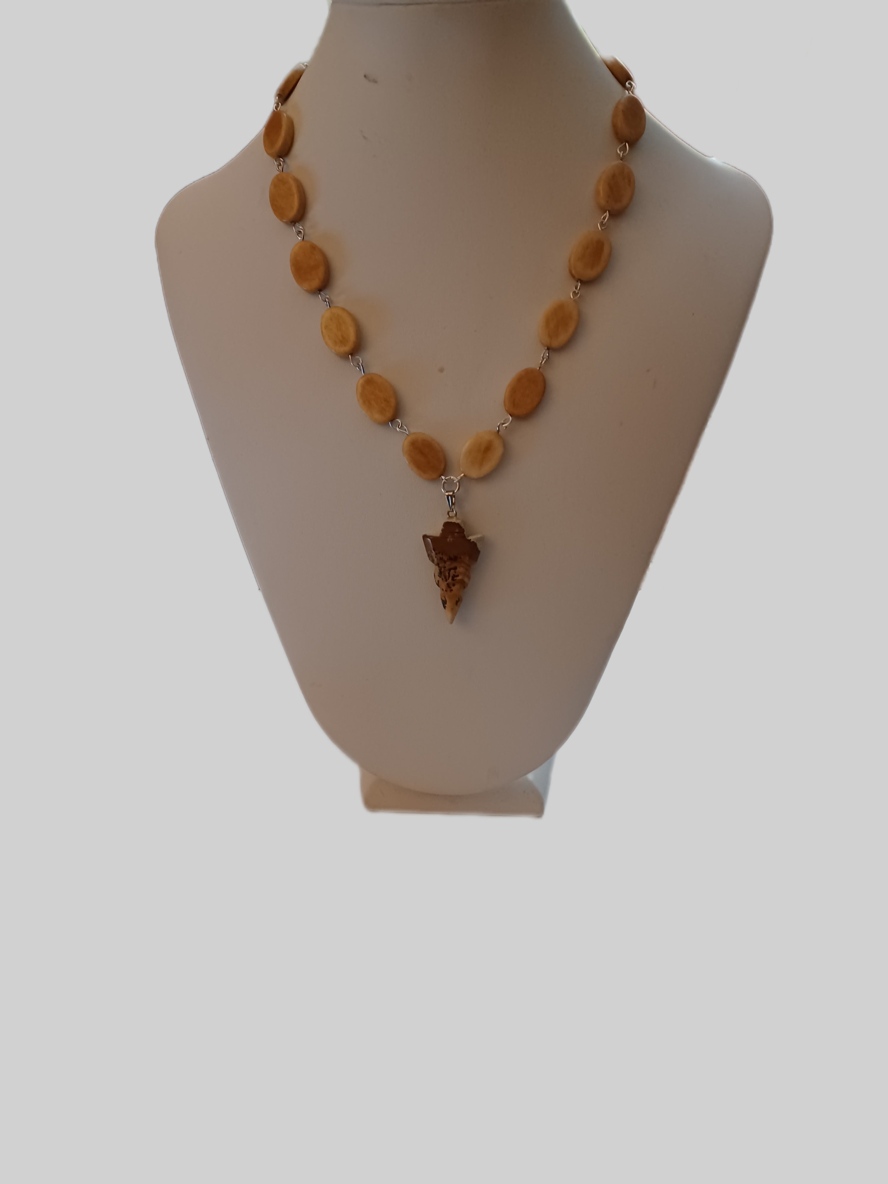 Bone Necklace - Gemstone Arrowhead