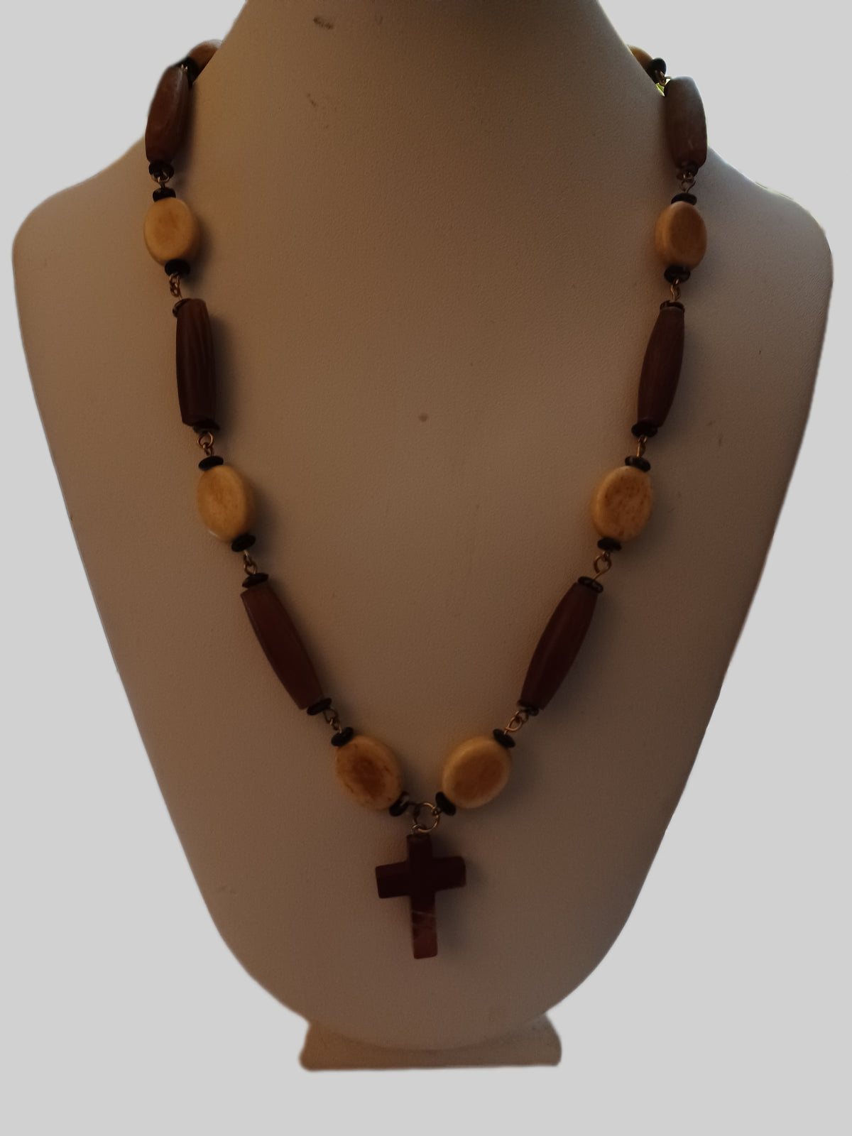 Bone and Horn Necklace - Gemstone Cross
