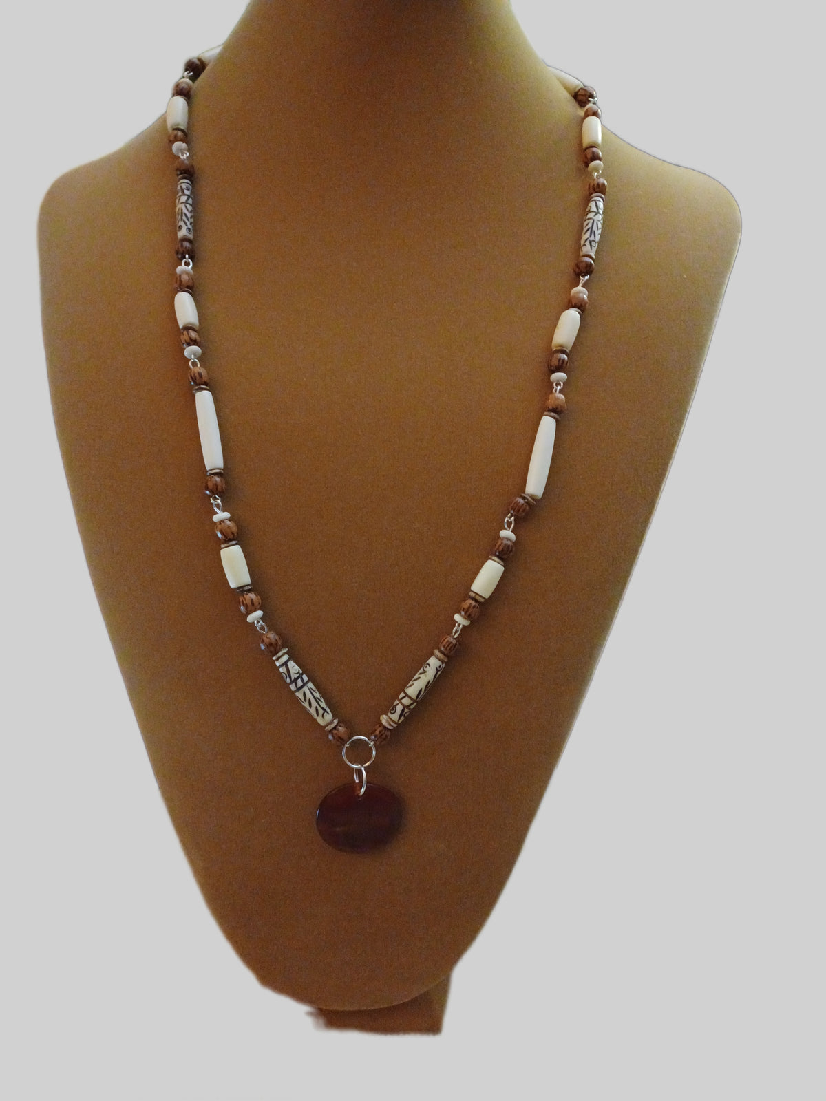 Bone Necklace - Silver Plated Long Necklace