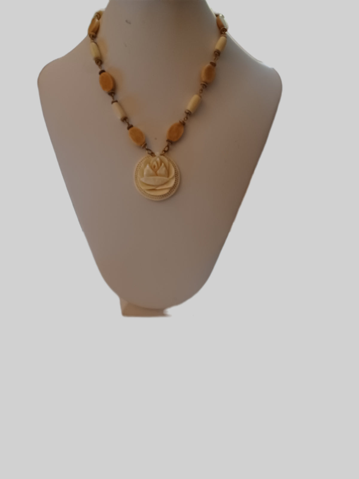 Bone Necklace - White Bone Rose