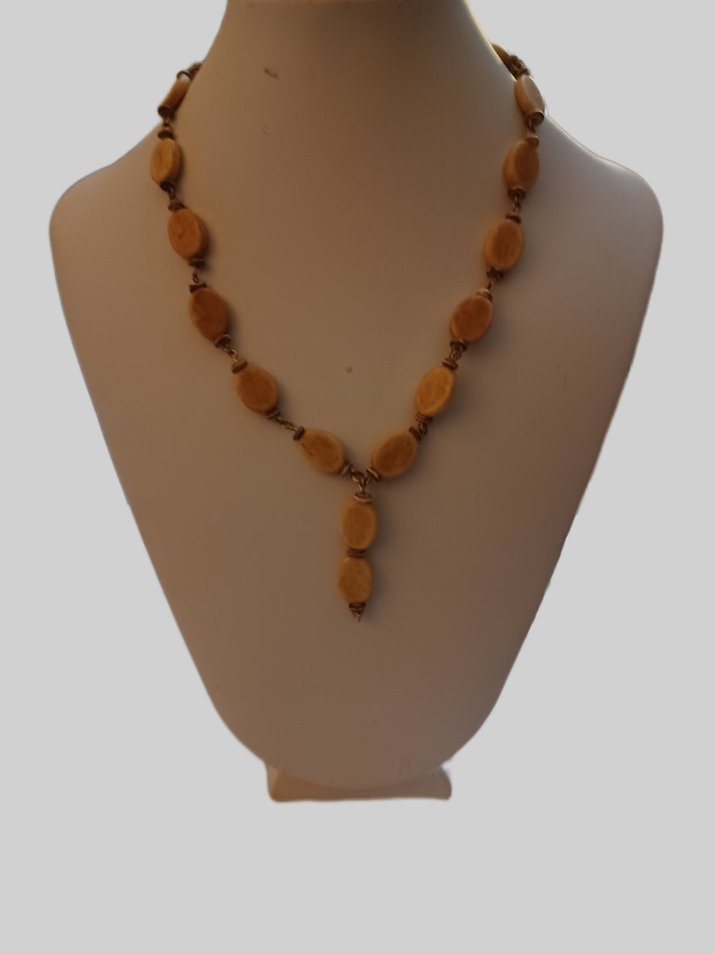 Bone Necklace - Tan Oval Bone