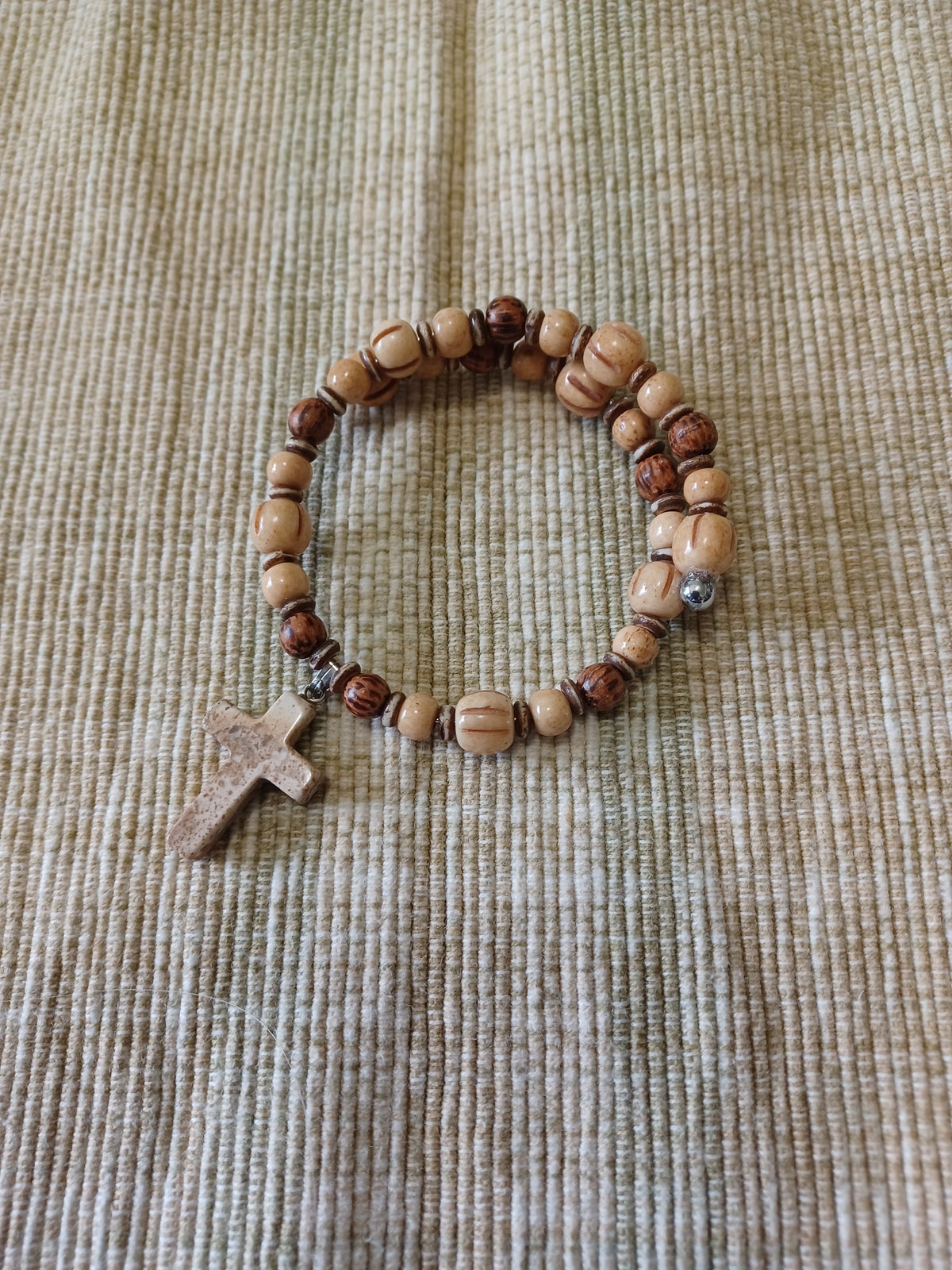 Bone Bracelet - Natural Gemstone Cross