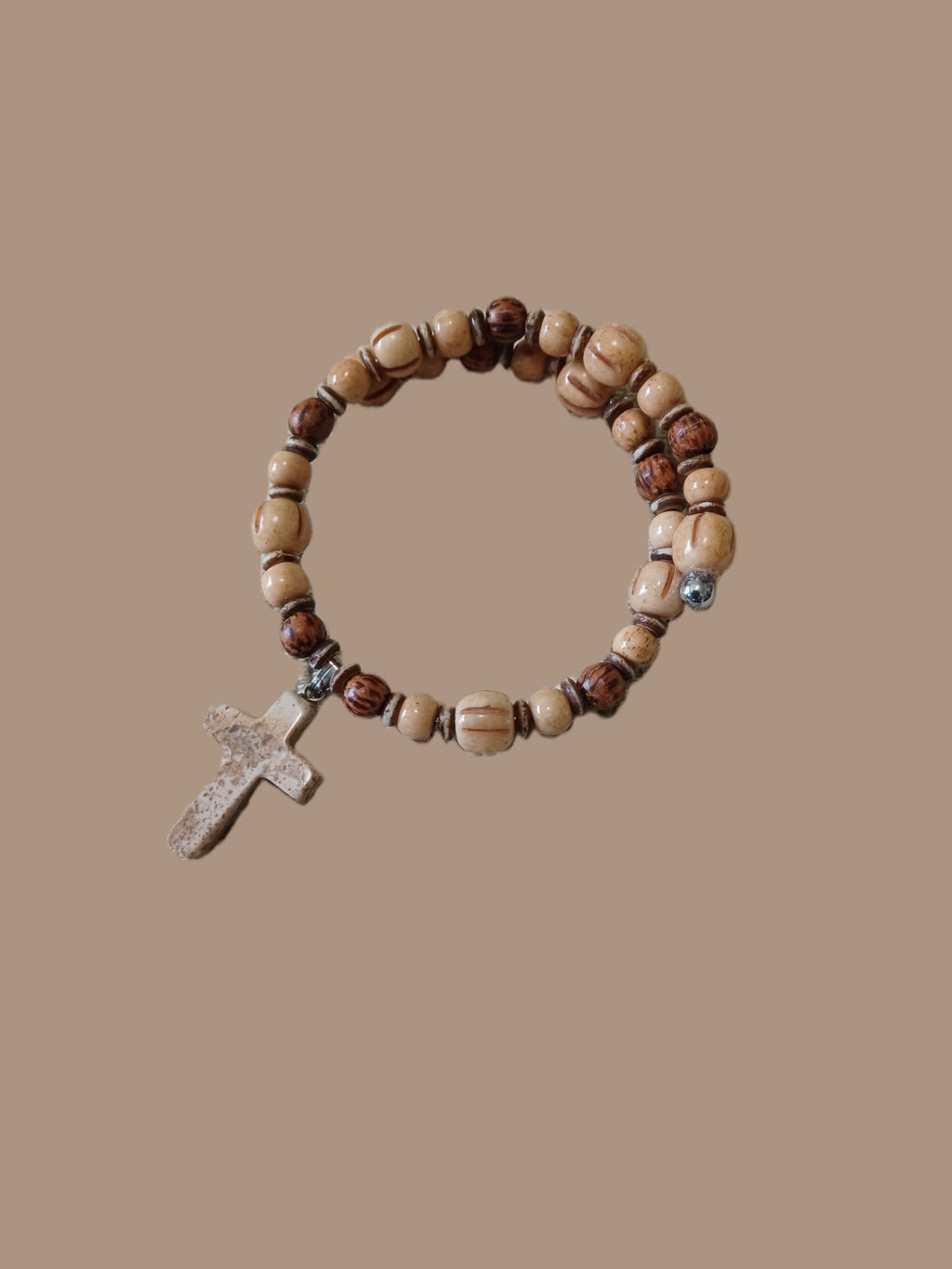 Bone Bracelet - Natural Gemstone Cross