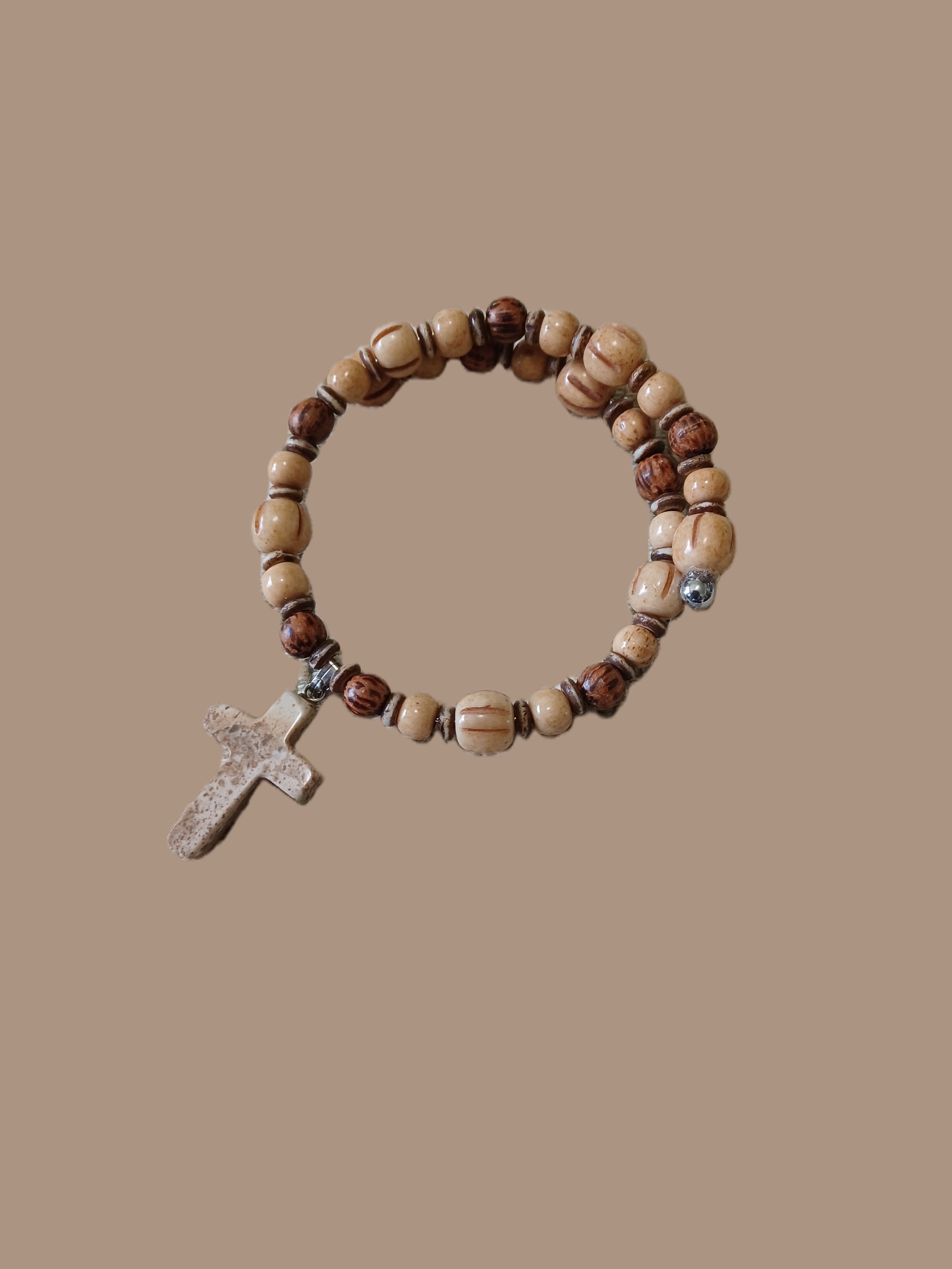 Bone Bracelet - Natural Gemstone Cross