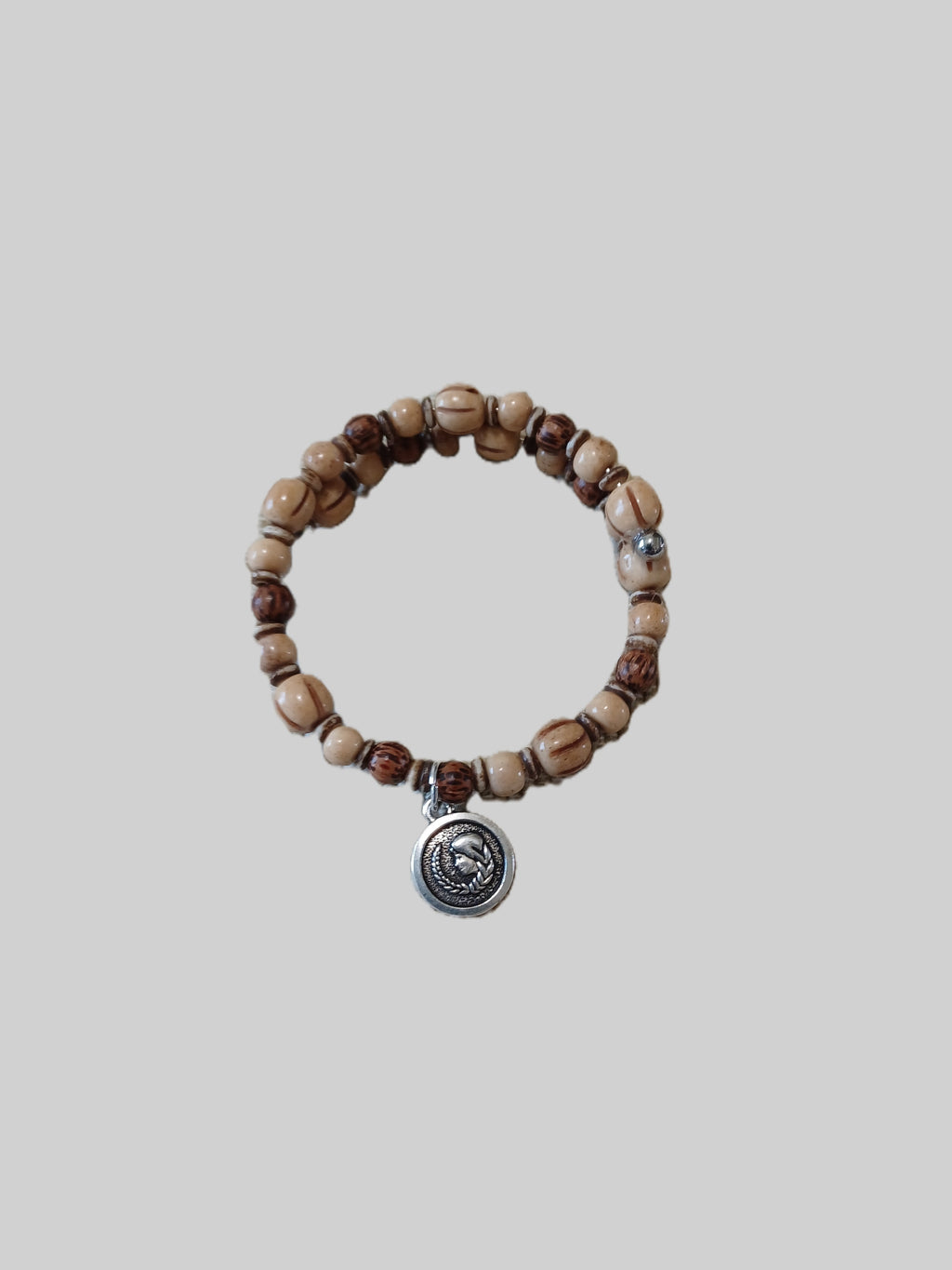 Bone and Wood Beaded Bracelet - Virgo Zodiac Charm
