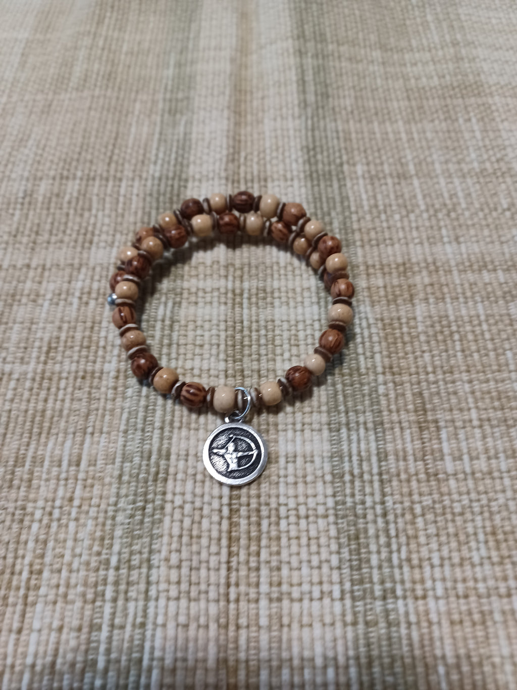 Bone and Wood Beaded Bracelet - Sagittarius Zodiac Charm
