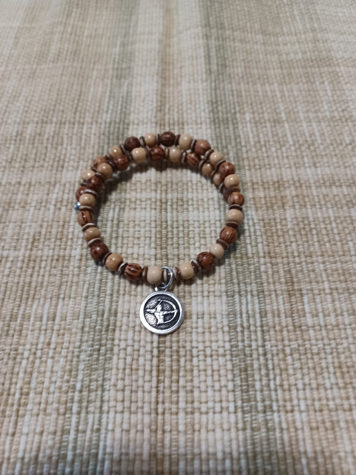 Bone and Wood Beaded Bracelet - Sagittarius Zodiac Charm