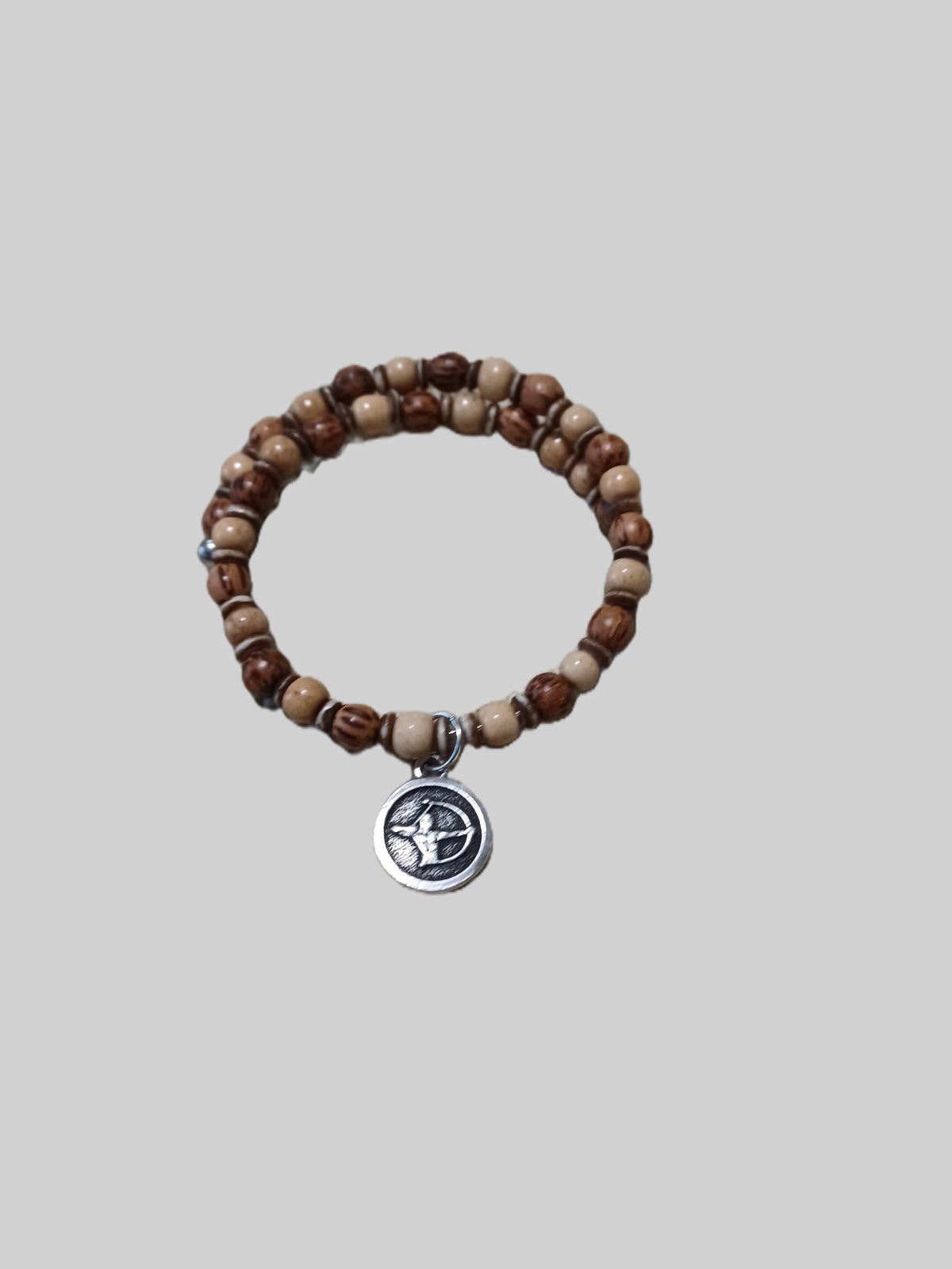 Bone and Wood Beaded Bracelet - Sagittarius Zodiac Charm