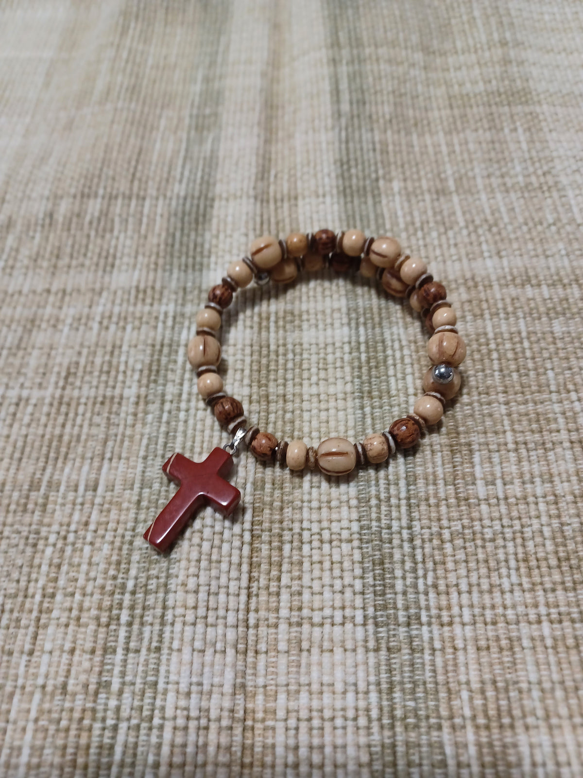 Bone Bracelet - Gemstone Cross