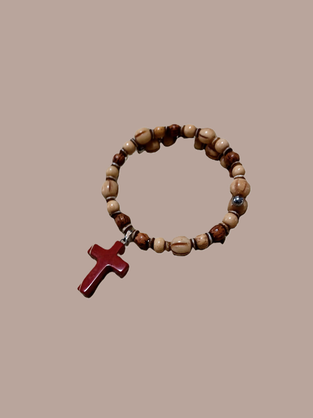 Bone Bracelet - Gemstone Cross