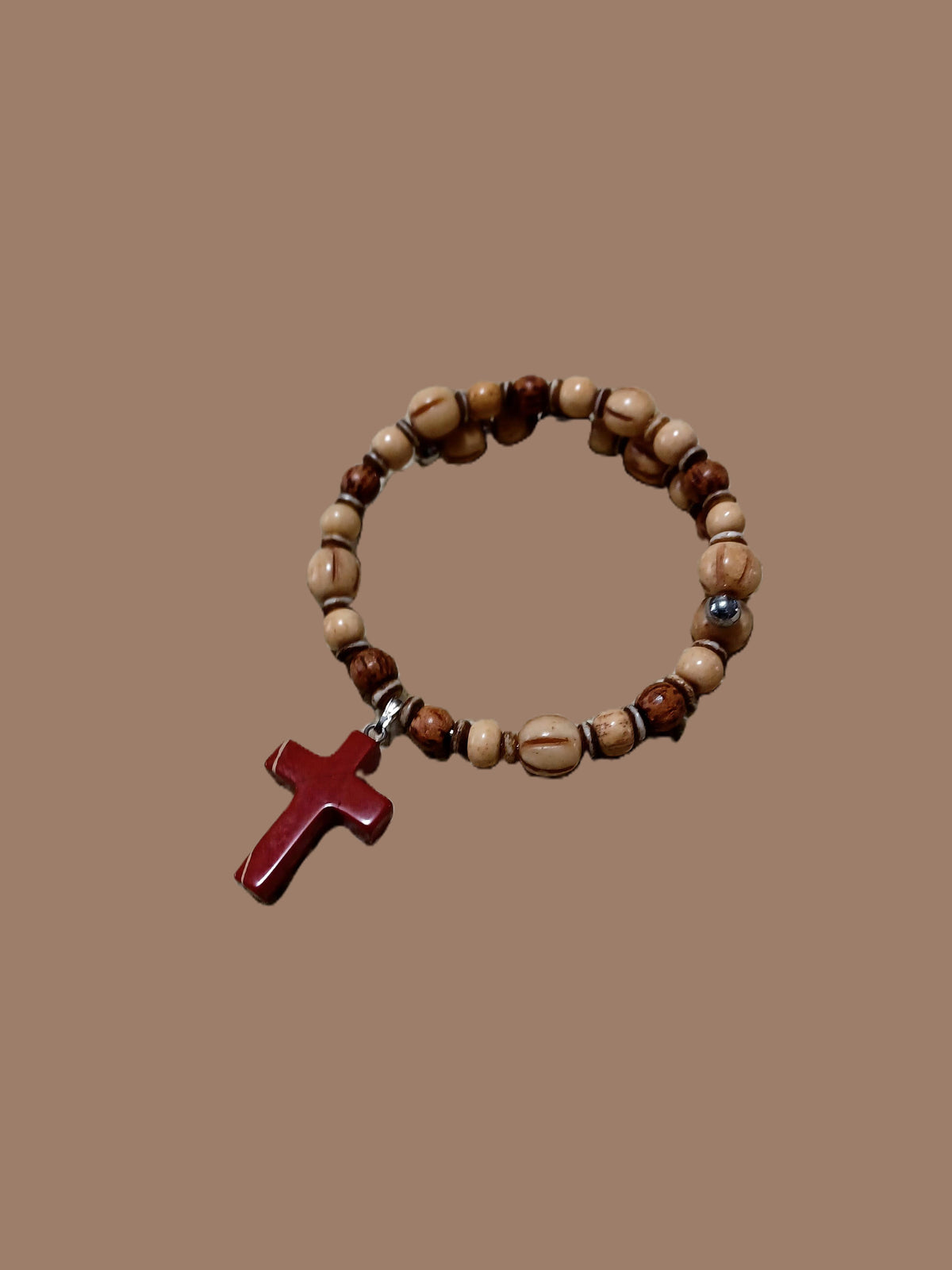 Bone Bracelet - Gemstone Cross