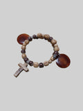 Bone Bracelet - Gemstone Cross Charm