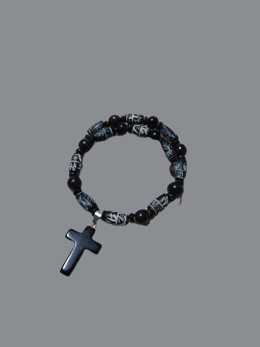 Bone Bracelet - Gemstone Cross Charm