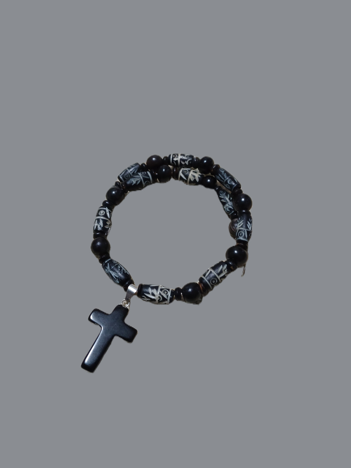Bone Bracelet - Gemstone Cross Charm