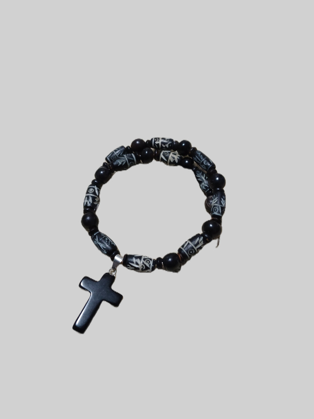 Bone Bracelet - Gemstone Cross Charm