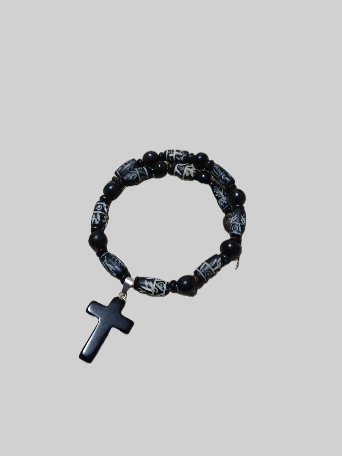 Bone Bracelet - Gemstone Cross Charm