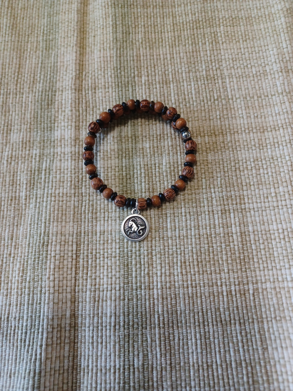 Wood Beaded Bracelet - Capricorn Zodiac Charm