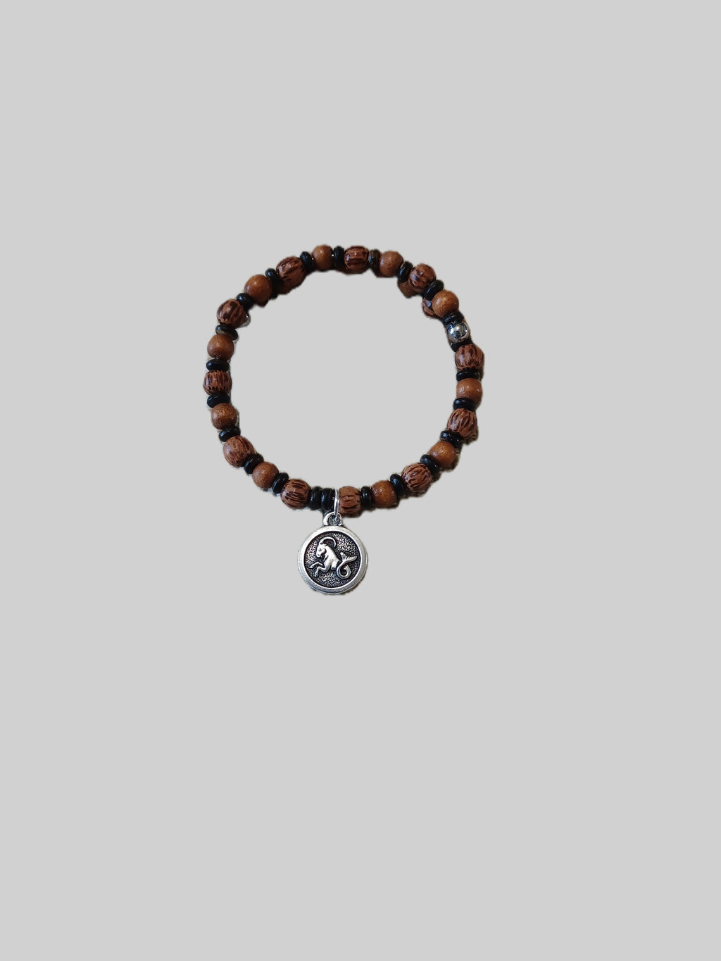 Wood Beaded Bracelet - Capricorn Zodiac Charm